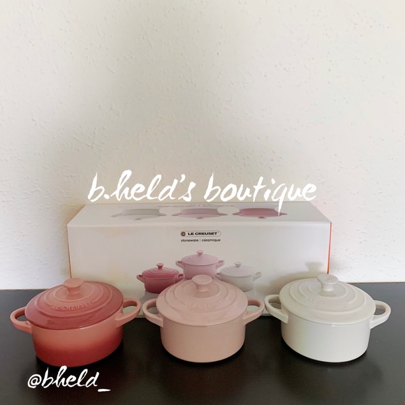 Le Creuset Other - Le Creuset Mini Stoneware Cocottes, Set of 3 in Pink Multicolor New NWT NIB